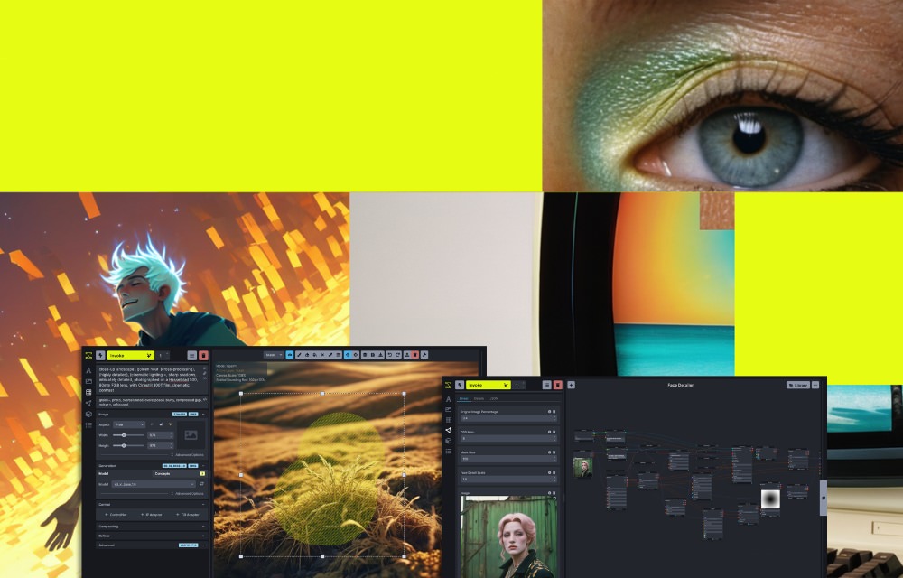 InvokeAI creative engine generating AI-powered images via web interface