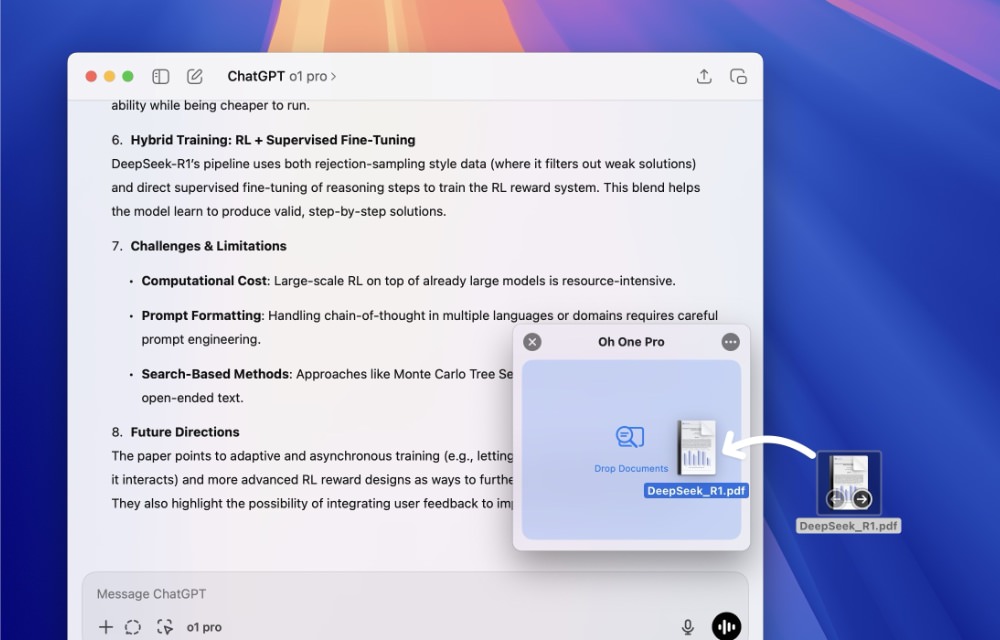 Oh One Pro macOS tool for AI-assisted document and code analysis
