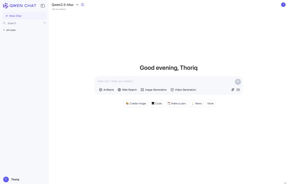 Qwen Chat AI conversational interface powered by Alibaba Cloud